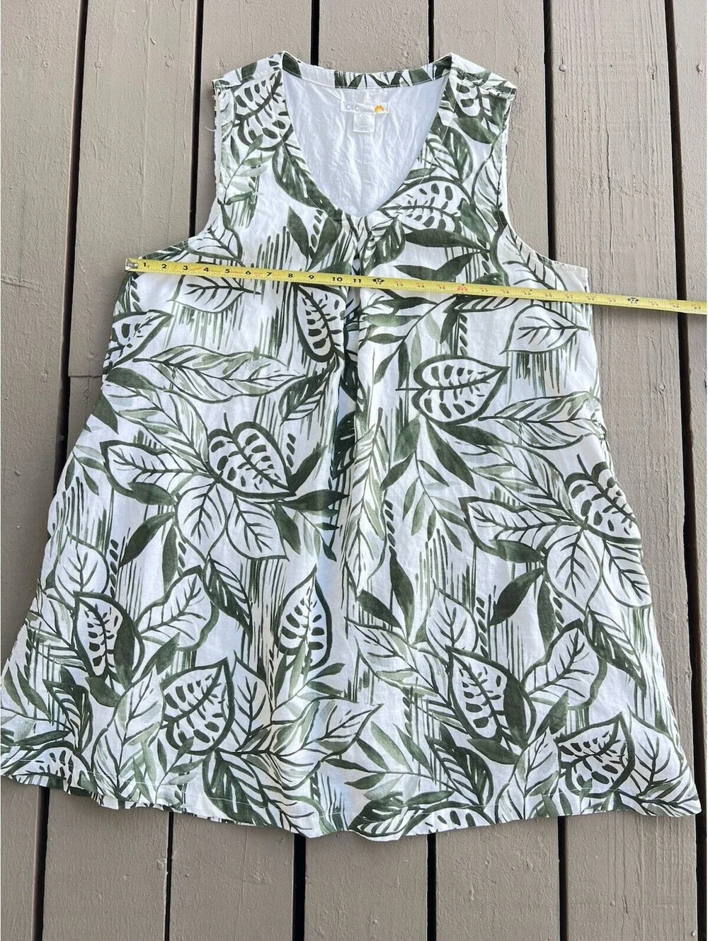 C&C California Women XL 100% Linen V-Neck Dress Sleeveless Vacation Beach